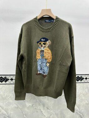 Polo Ralph Lauren Olive Green Sunglasses Polo Bear Crewneck Knit Sweater